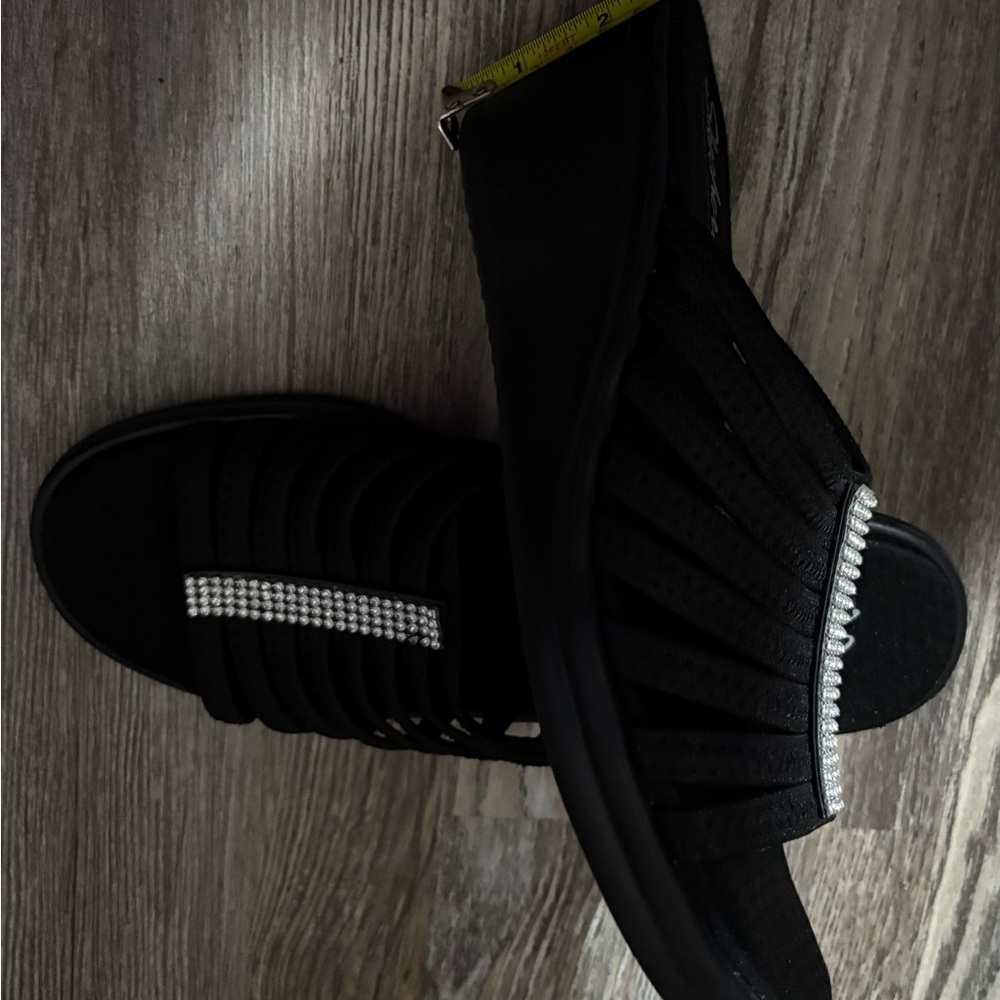 Skechers Black Sandals with Rhinestone Accent - Picture 4 of 5